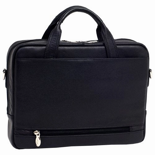 McKlein, S Series, Bridgeport, Pebble Grain Calfskin Leather, 15" Leather Large Laptop Briefcase, Black (15475)