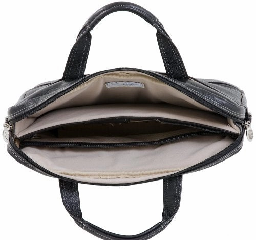 McKlein, S Series, Bridgeport, Pebble Grain Calfskin Leather, 15" Leather Large Laptop Briefcase, Black (15475)