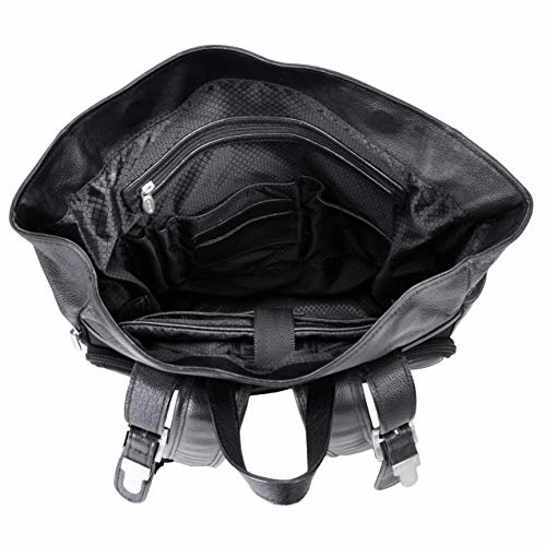 McKlein, S Series, Kennedy, Pebble Grain Calfskin Leather, 17" Leather Dual Access Laptop Backpack, Black (88735)