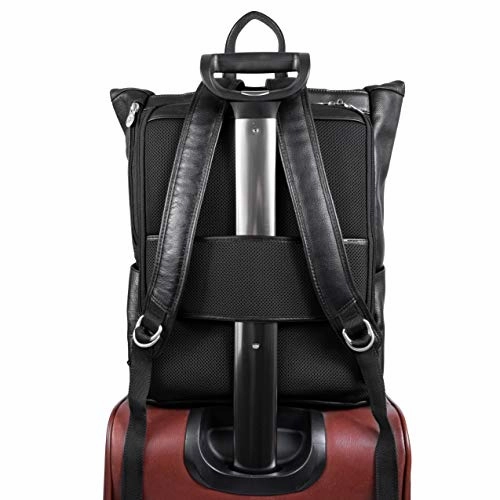 McKlein, S Series, Kennedy, Pebble Grain Calfskin Leather, 17" Leather Dual Access Laptop Backpack, Black (88735)
