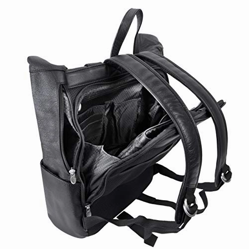 McKlein, S Series, Kennedy, Pebble Grain Calfskin Leather, 17" Leather Dual Access Laptop Backpack, Black (88735)