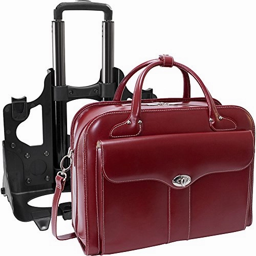 McKlein USA Berkeley 15" Leather Rolling Laptop Tote EXCLUSIVE (Red)