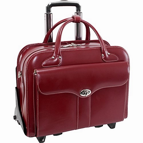 McKlein USA Berkeley 15" Leather Rolling Laptop Tote EXCLUSIVE (Red)