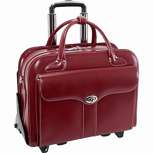 McKlein USA Berkeley 15" Leather Rolling Laptop Tote EXCLUSIVE (Red)