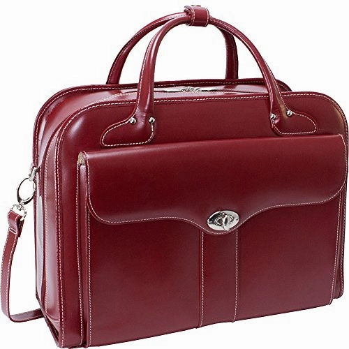 McKlein USA Berkeley 15" Leather Rolling Laptop Tote EXCLUSIVE (Red)
