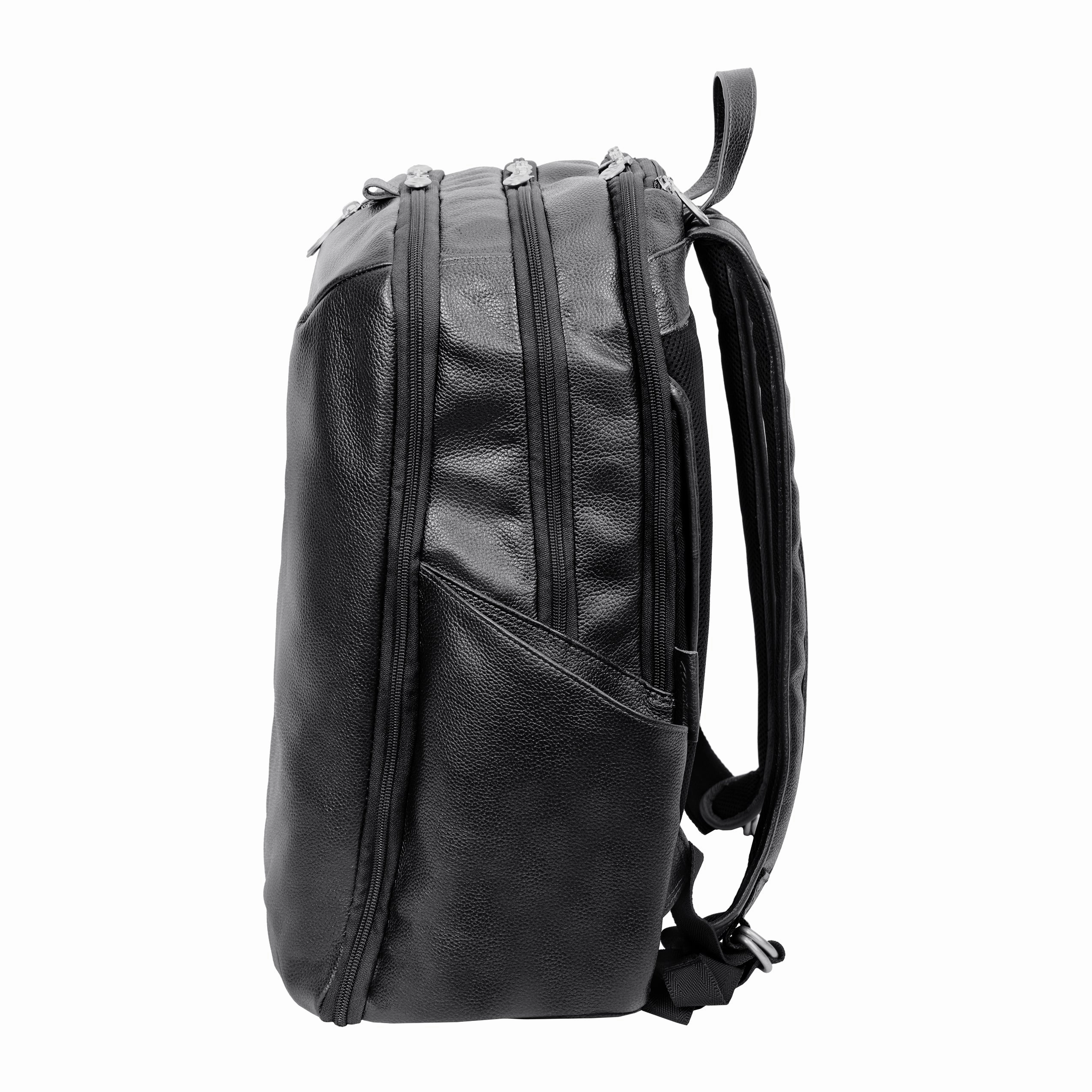 McKlein USA Englewood 17" Leather Triple Compartment Carry-All Laptop & Tablet Weekend Backpack