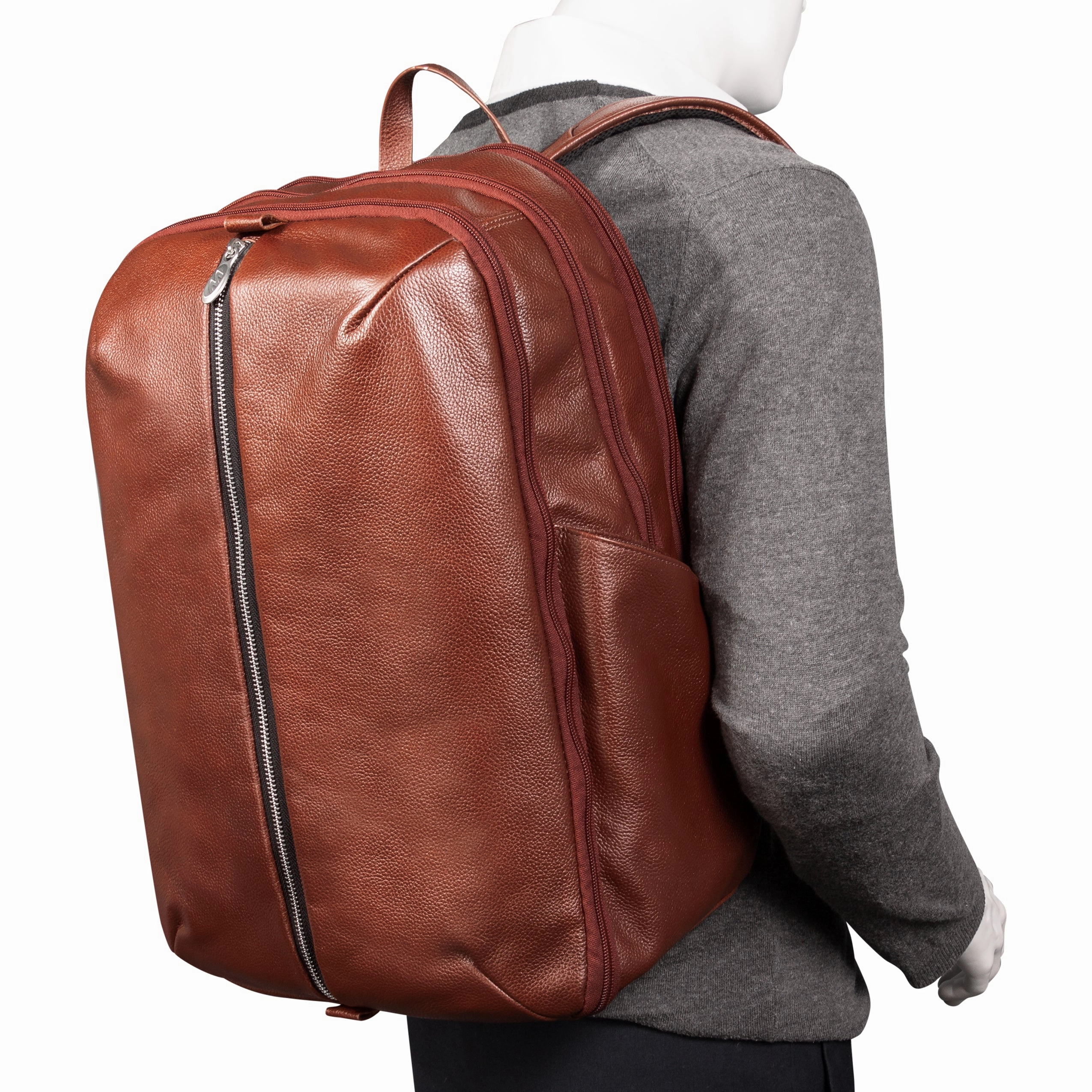 McKlein USA Englewood 17" Leather Triple Compartment Carry-All Laptop & Tablet Weekend Backpack