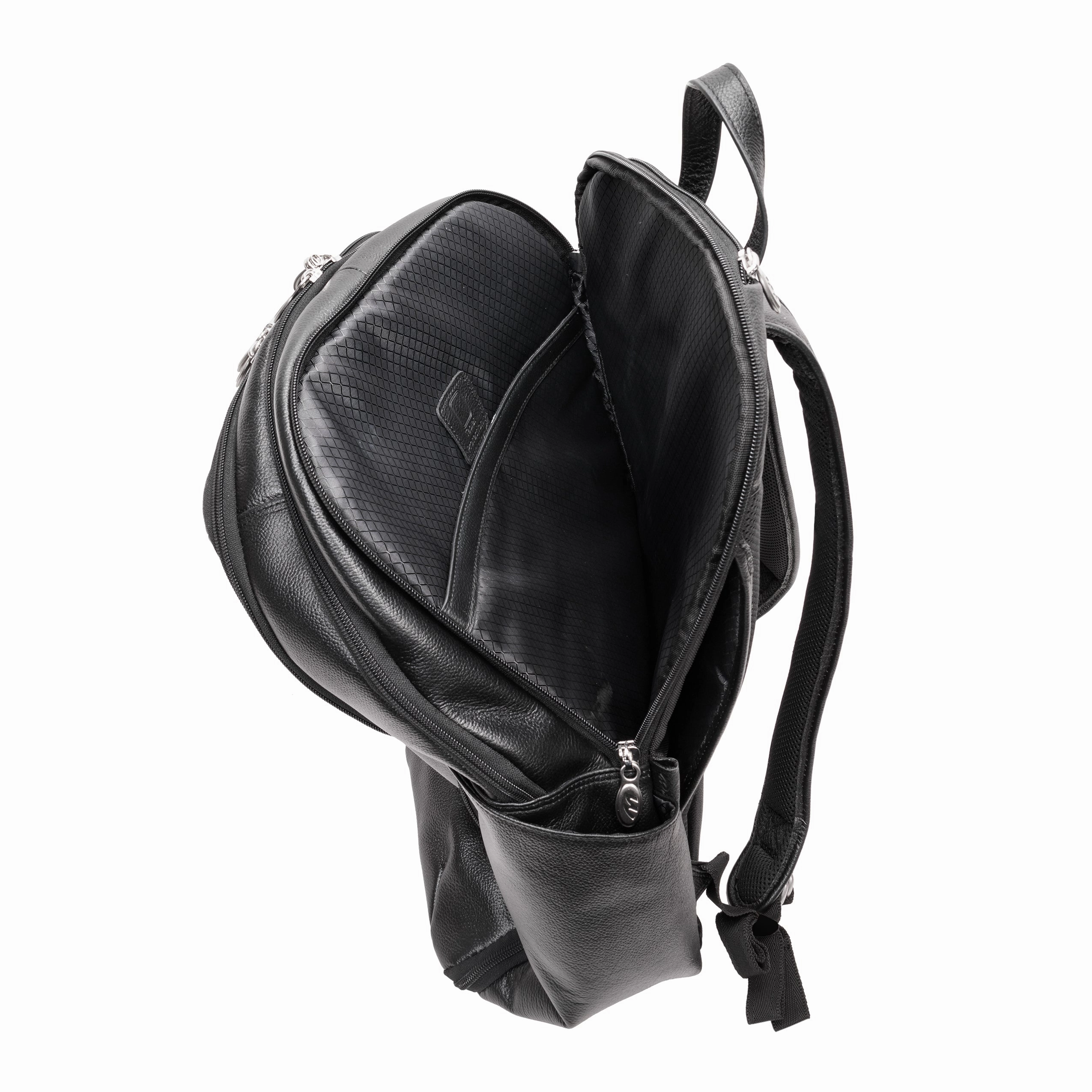 McKlein USA Englewood 17" Leather Triple Compartment Carry-All Laptop & Tablet Weekend Backpack