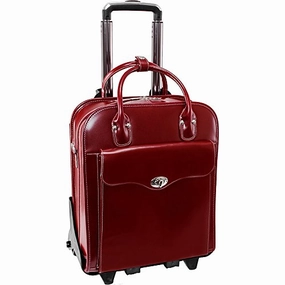 McKlein USA Melrose 15" Vertical Rolling Leather Laptop Tote EXCLUSIVE (Red)