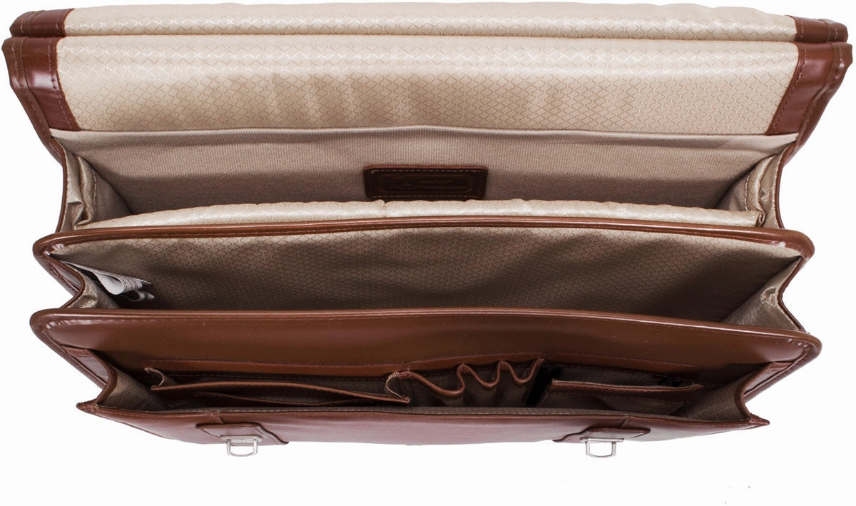 Mcklein V Series Halsted Leather Dbl Compartment Laptop Case