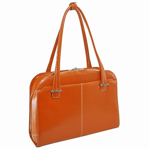 McKlein, W Series, Oak Grove, Top Grain Cowhide Leather, 15" Leather Fly-Through Checkpoint-Friendly Ladies' Laptop Briefcase, Orange (96630)