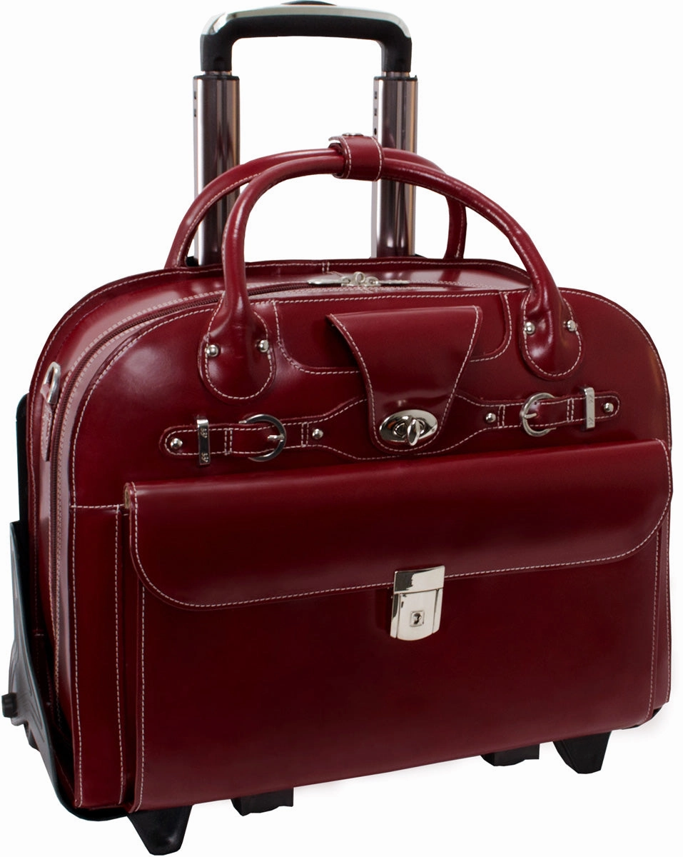 Mcklein W Series Roseville Leather Flythrough Wheeled Ladies Briefcase