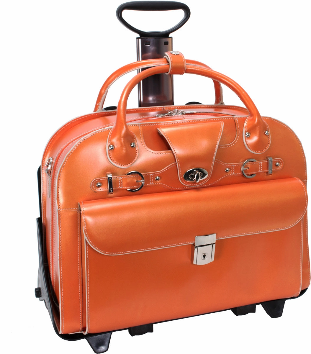 Mcklein W Series Roseville Leather Flythrough Wheeled Ladies Briefcase