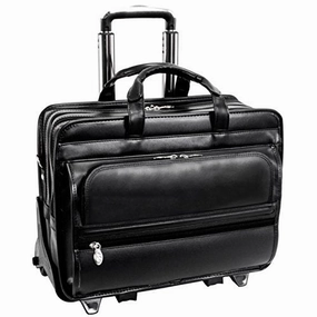 Mckleinusa Franklin 86445 Black Leather 17 Detachable Wheeled Laptop Case Us Patent # 6,595,334