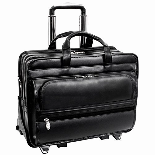 Mckleinusa Franklin 86445 Black Leather 17 Detachable Wheeled Laptop Case Us Patent # 6,595,334
