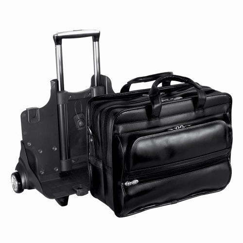 Mckleinusa Franklin 86445 Black Leather 17 Detachable Wheeled Laptop Case Us Patent # 6,595,334