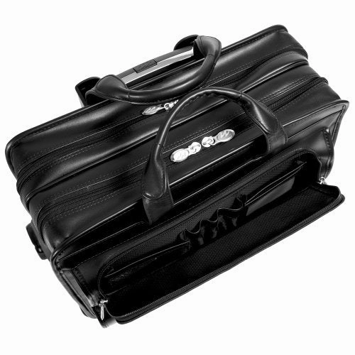 Mckleinusa Franklin 86445 Black Leather 17 Detachable Wheeled Laptop Case Us Patent # 6,595,334