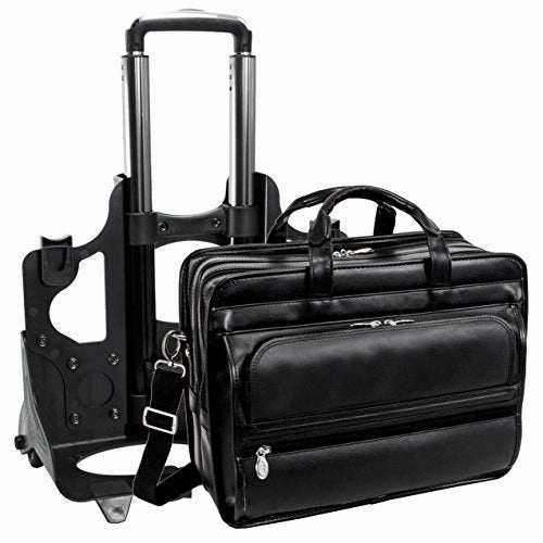 Mckleinusa Franklin 86445 Black Leather 17 Detachable Wheeled Laptop Case Us Patent # 6,595,334