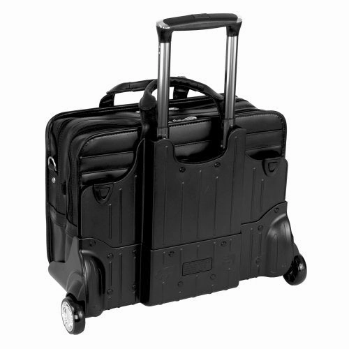 Mckleinusa Franklin 86445 Black Leather 17 Detachable Wheeled Laptop Case Us Patent # 6,595,334