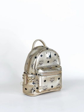 Mcm Gold Visetos Mini Backpack