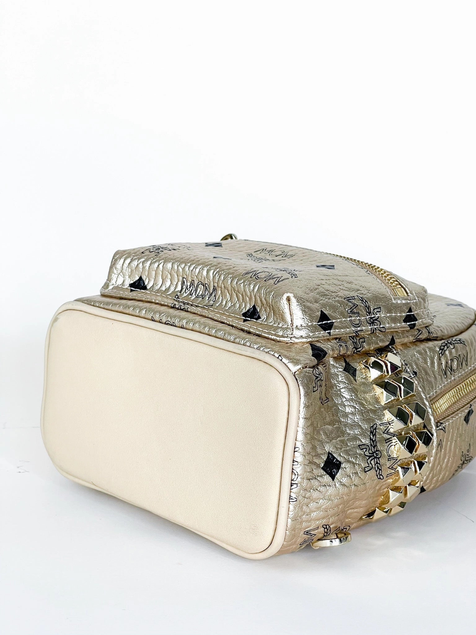 Mcm Gold Visetos Mini Backpack