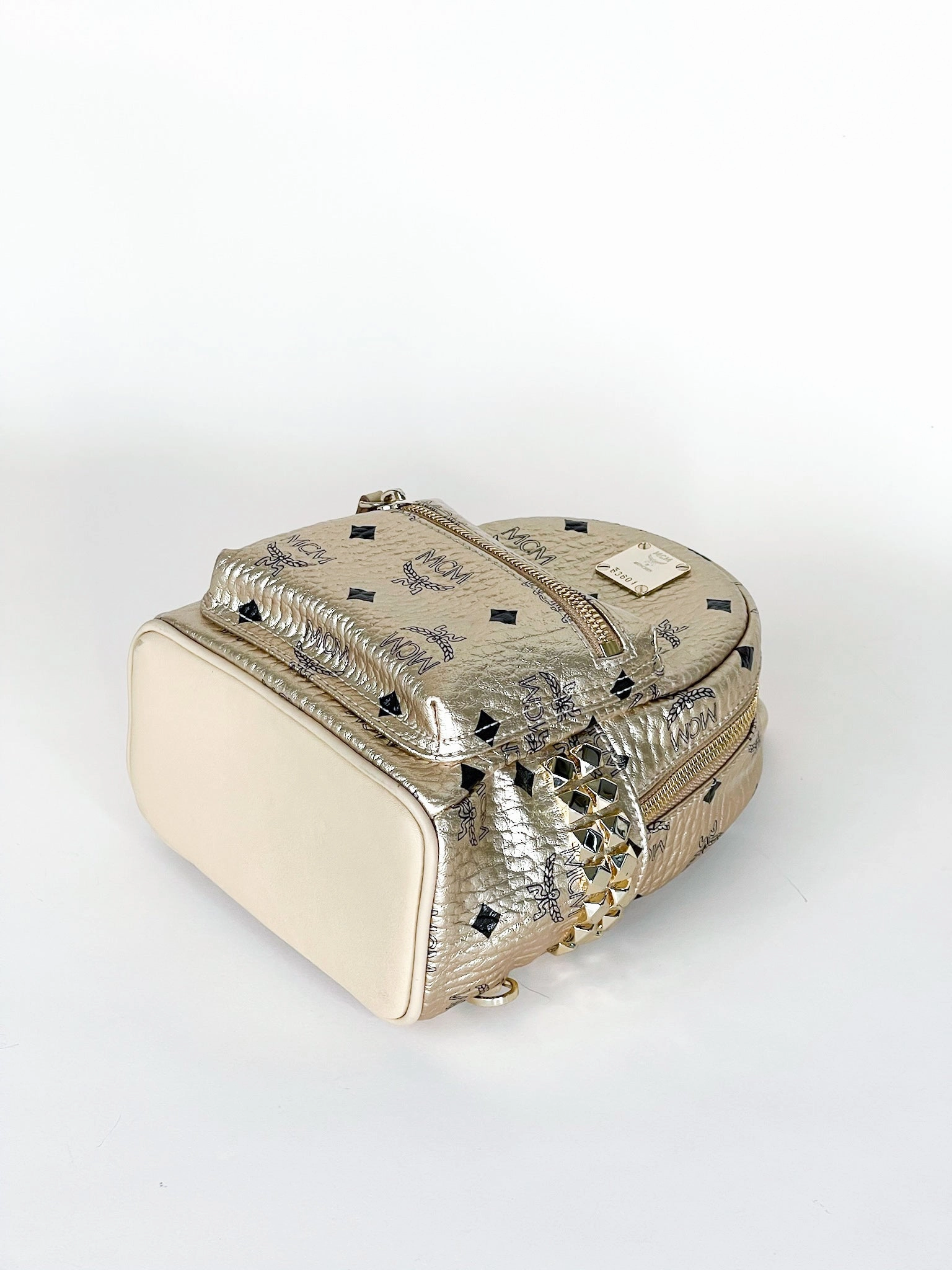Mcm Gold Visetos Mini Backpack