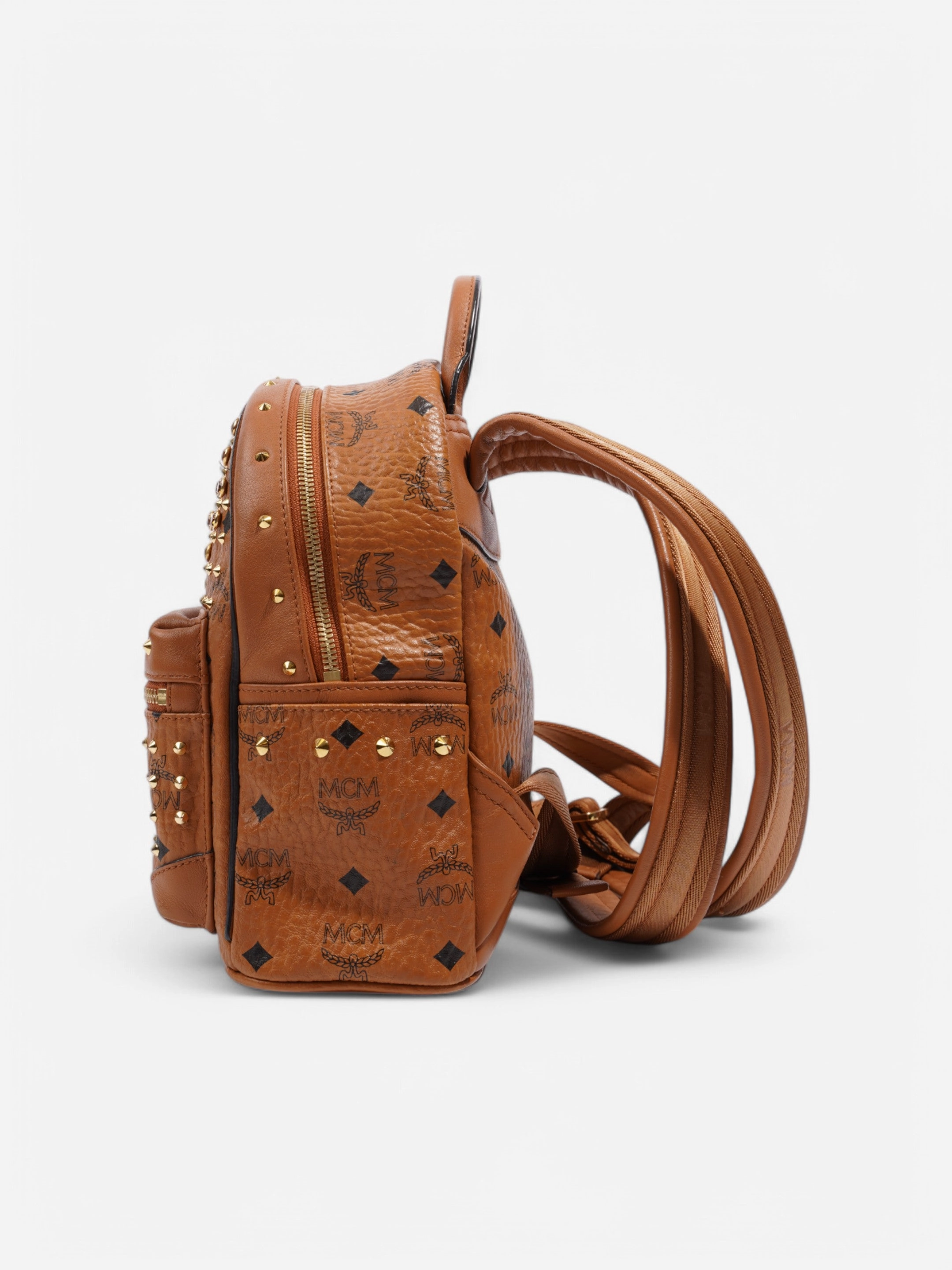 MCM MCM Swarovski Crystal Stark Backpack Cognac Leather Mini
