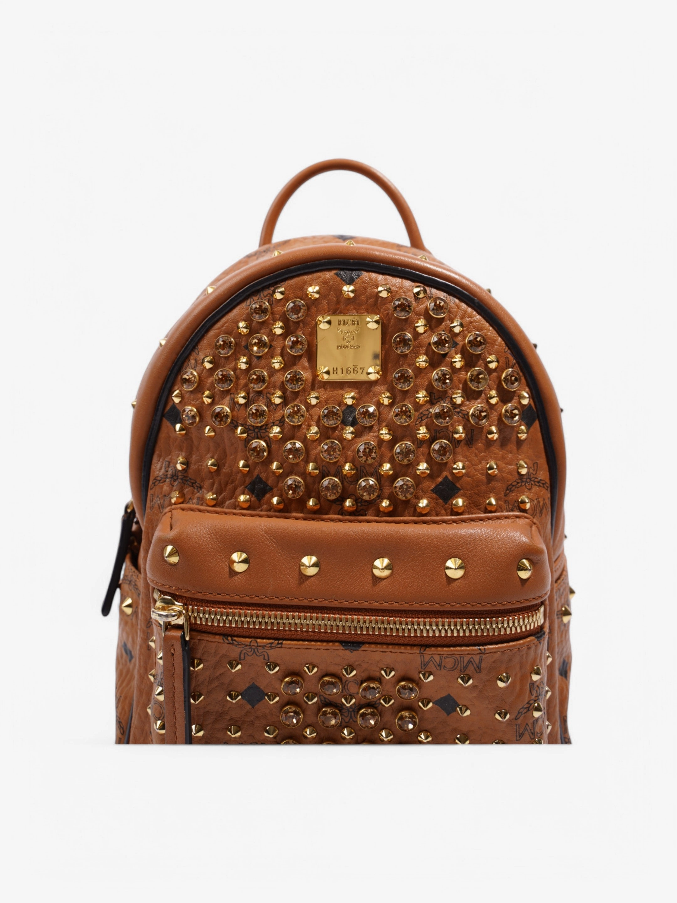 MCM MCM Swarovski Crystal Stark Backpack Cognac Leather Mini
