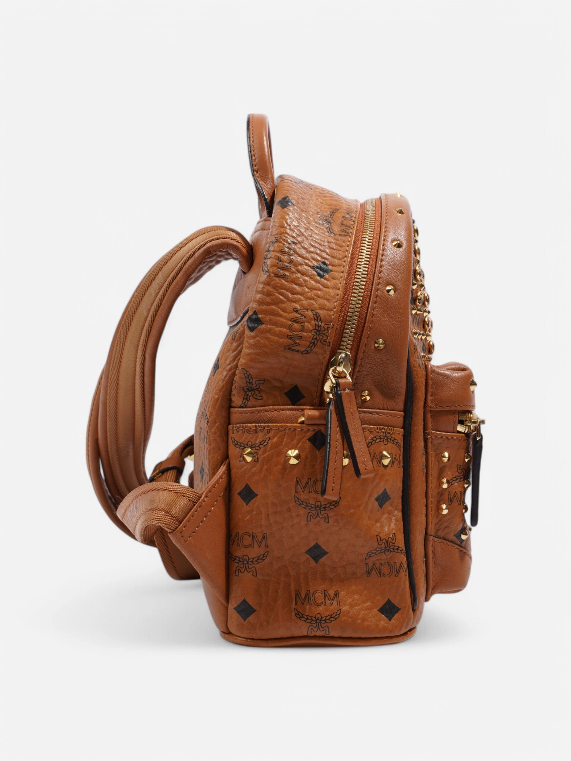 MCM MCM Swarovski Crystal Stark Backpack Cognac Leather Mini