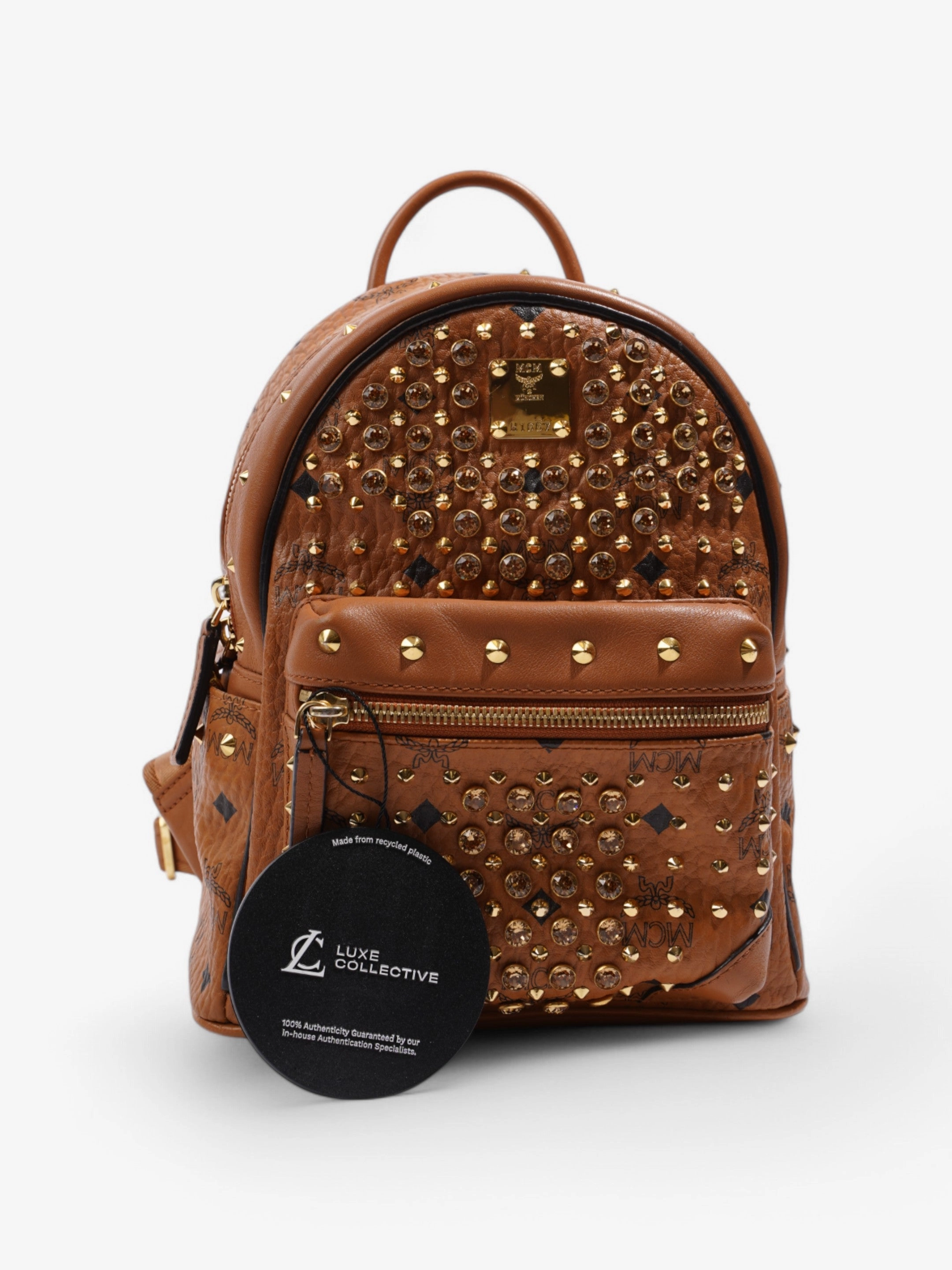 MCM MCM Swarovski Crystal Stark Backpack Cognac Leather Mini
