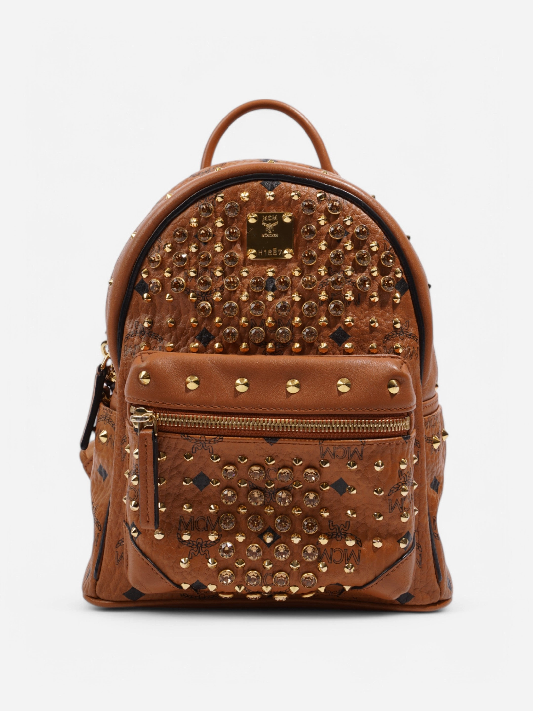 MCM MCM Swarovski Crystal Stark Backpack Cognac Leather Mini