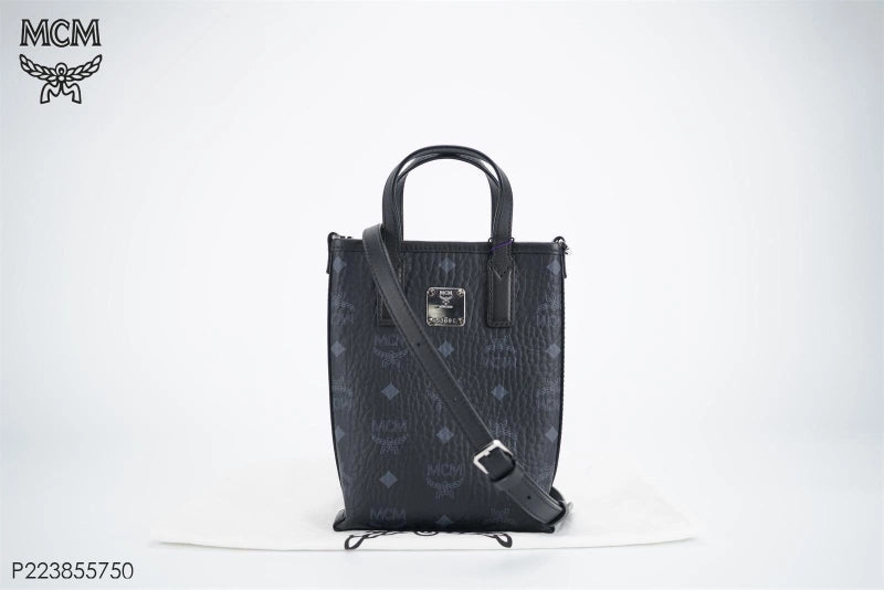 MCM Visetos Black Crossbody Bag Medium