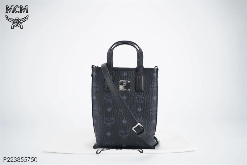MCM Visetos Black Crossbody Bag Medium