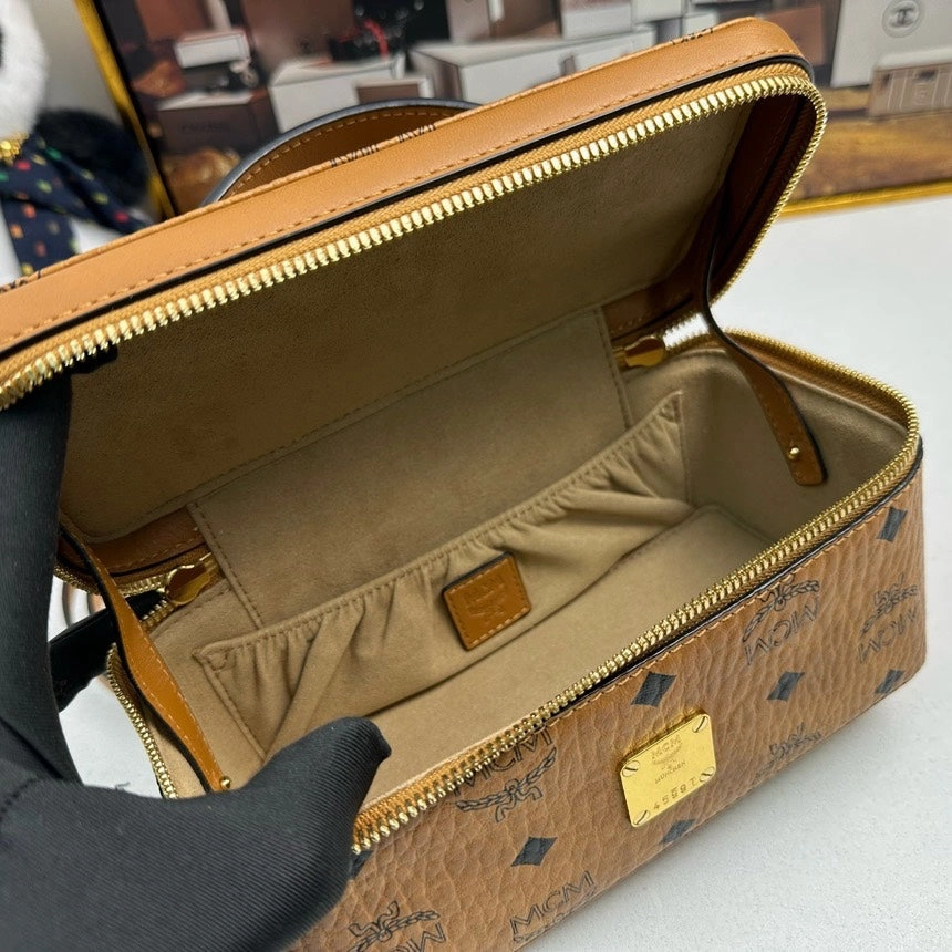 MCM Visetos Cognac Crossbody Bag