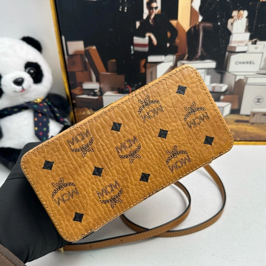 MCM Visetos Cognac Crossbody Bag