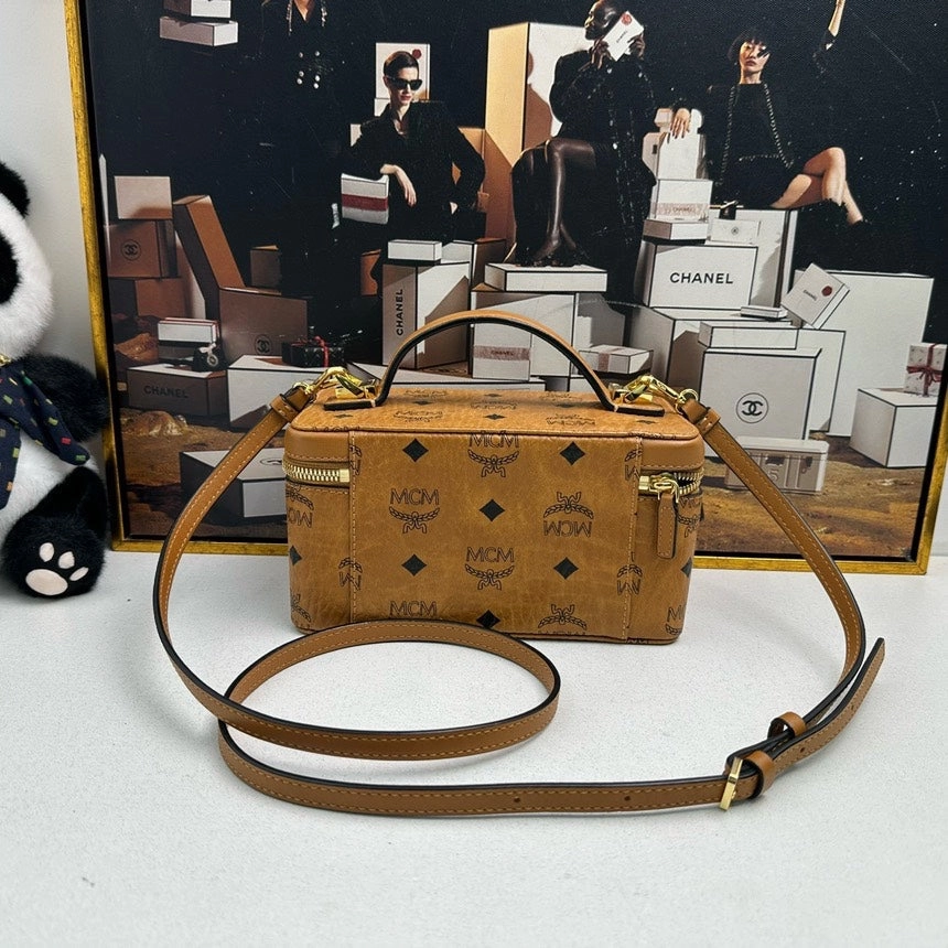 MCM Visetos Cognac Crossbody Bag