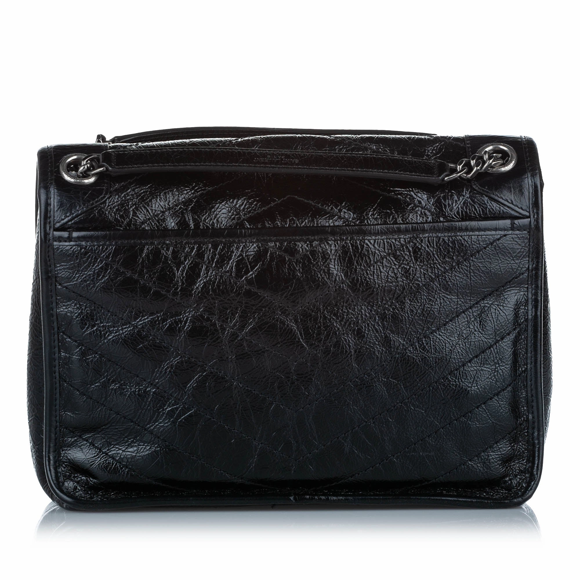 Medium Niki Leather Shoulder Bag Black