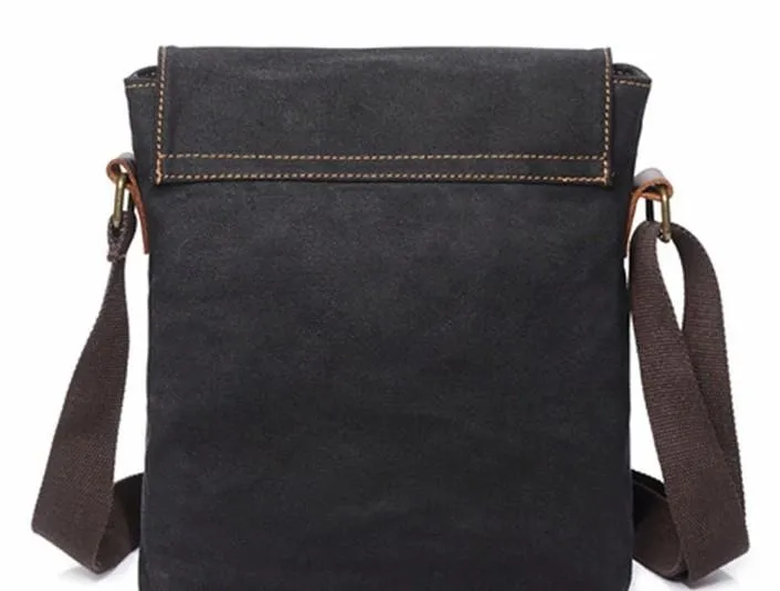 Mens Waxed Canvas Small Side Bag Messenger Bag Canvas Courier Bag for Men