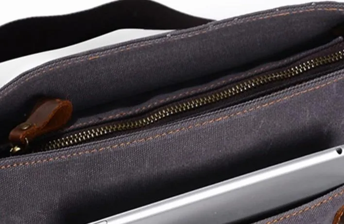 Mens Waxed Canvas Small Side Bag Messenger Bag Canvas Courier Bag for Men