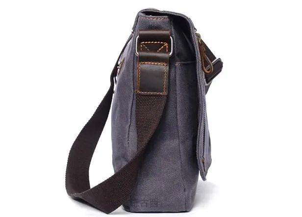 Mens Waxed Canvas Small Side Bag Messenger Bag Canvas Courier Bag for Men
