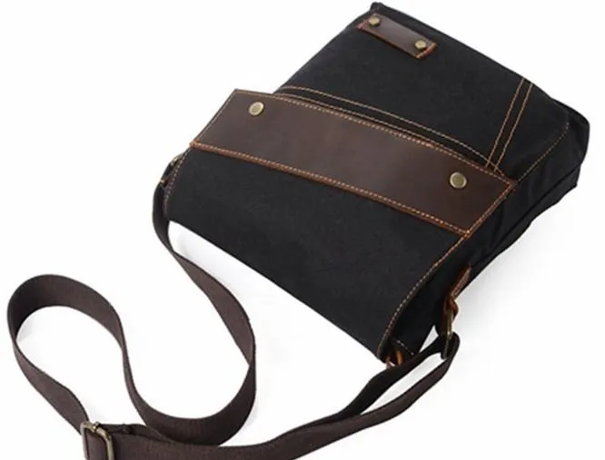 Mens Waxed Canvas Small Side Bag Messenger Bag Canvas Courier Bag for Men