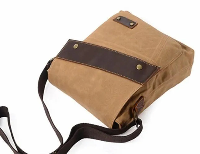Mens Waxed Canvas Small Side Bag Messenger Bag Canvas Courier Bag for Men