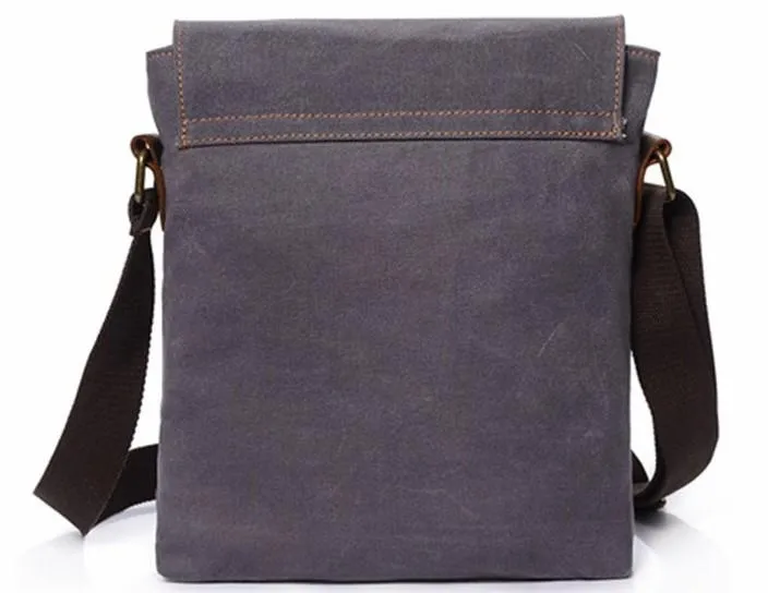 Mens Waxed Canvas Small Side Bag Messenger Bag Canvas Courier Bag for Men