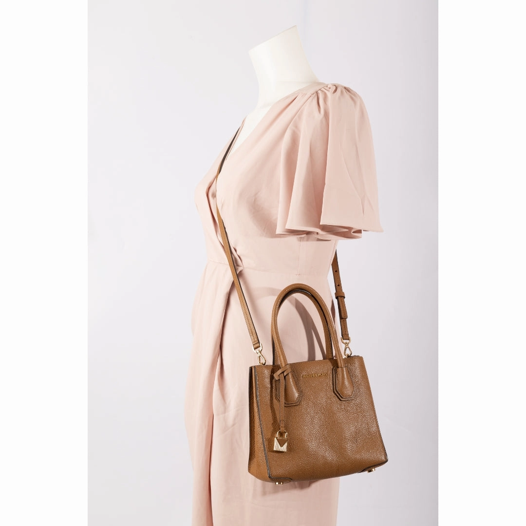 Michael Kors Brown Leather Mercer Crossbody Bag