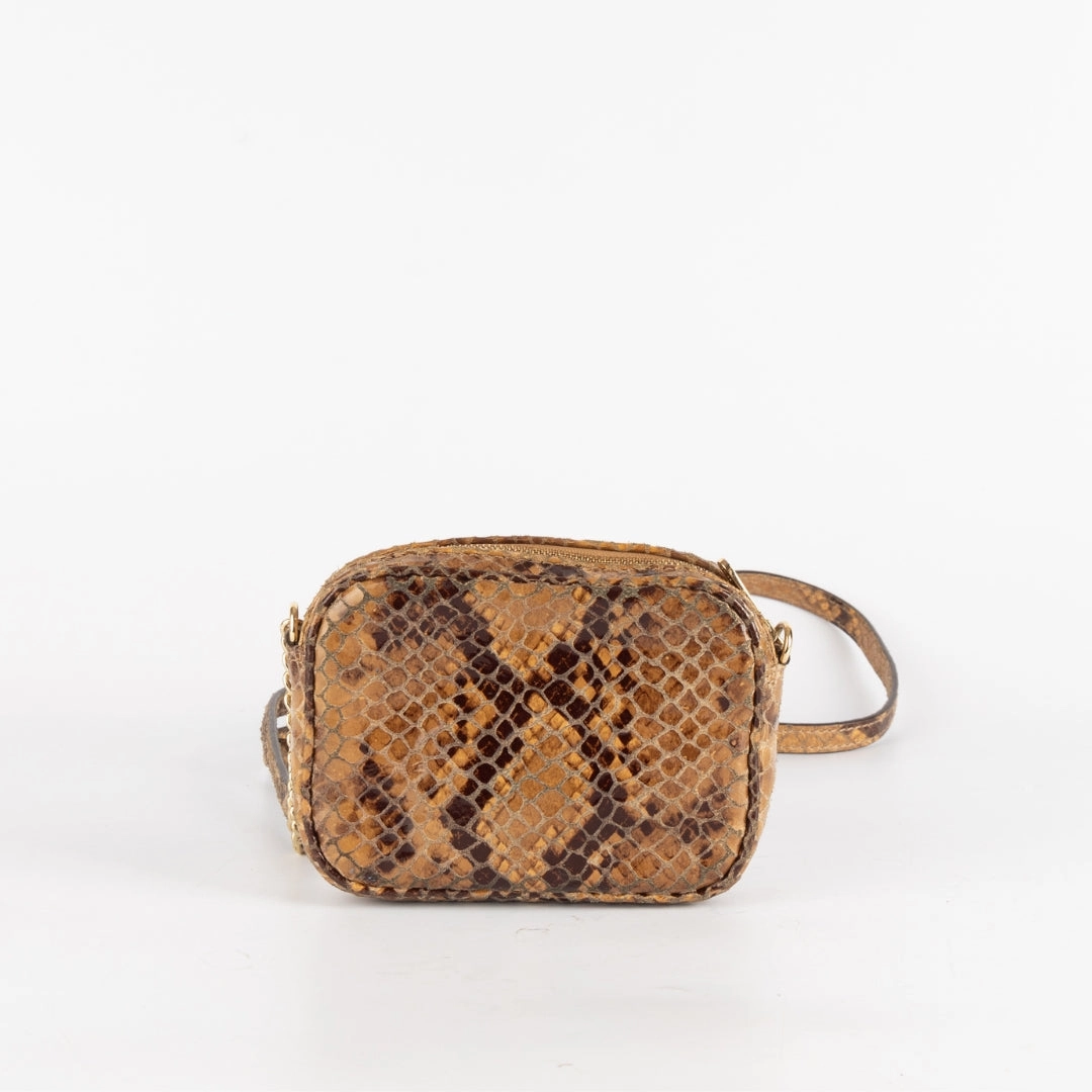 Michael Kors Brown Python Embossed Leather Crossbody Bag