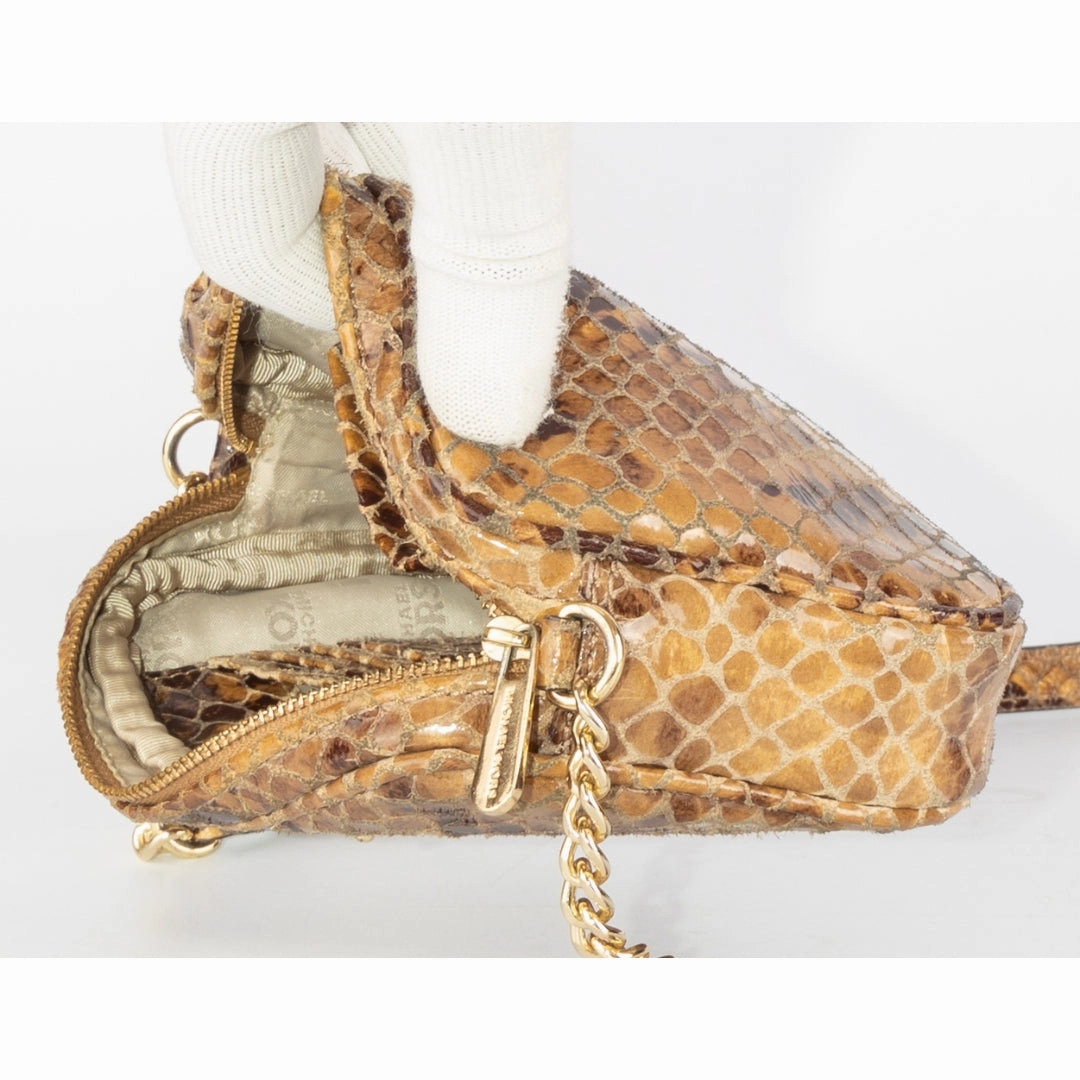Michael Kors Brown Python Embossed Leather Crossbody Bag