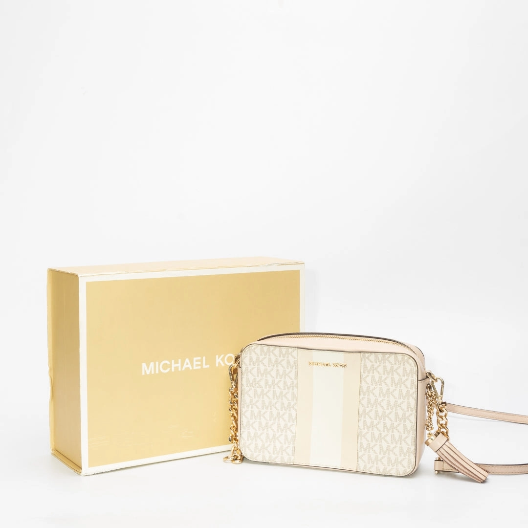 Michael Kors Ginny Medium Logo Stripe Crossbody Bag