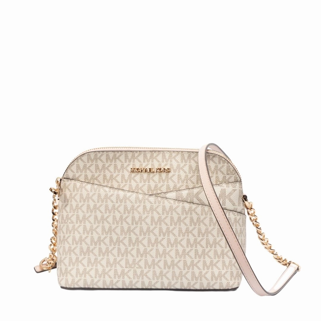 Michael Kors Jet Set Travel Medium Signature Logo Dome Crossbody Bag