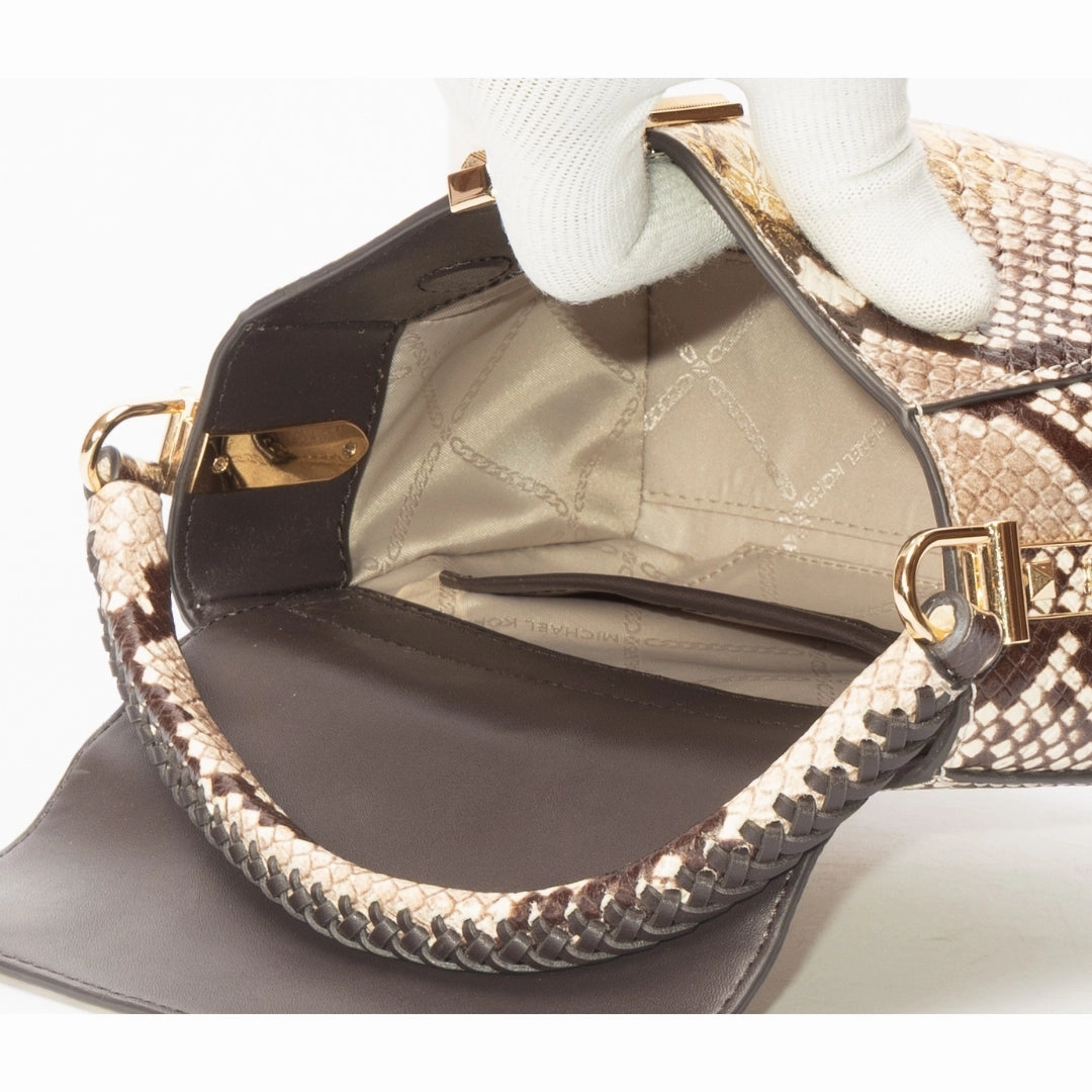 Michael Kors Karlie Two-Tone Snake Embossed Leather Crossbody Bag