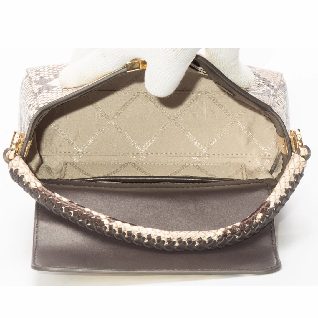 Michael Kors Karlie Two-Tone Snake Embossed Leather Crossbody Bag